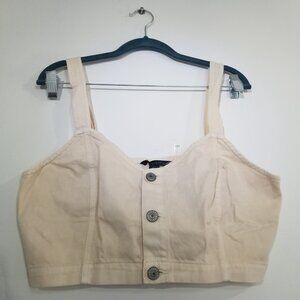 American eagle Cream Denim Crop top 14